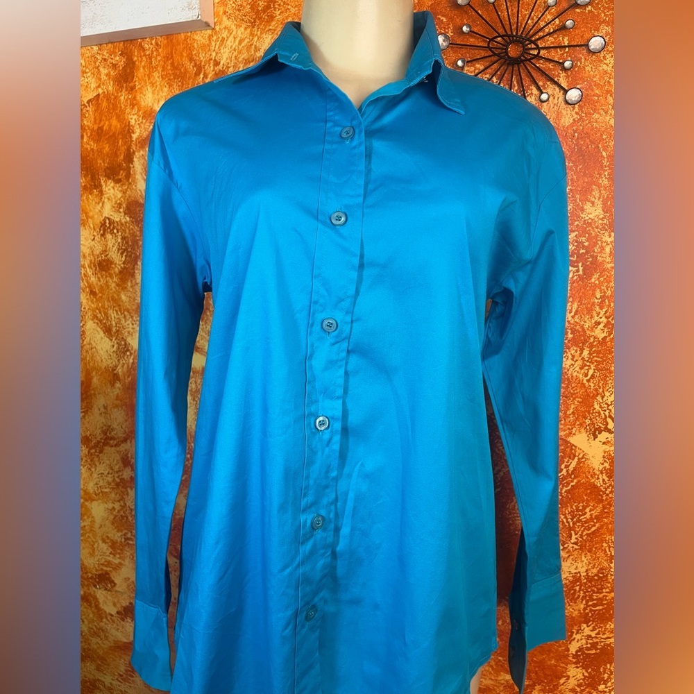 Zara Women  Vibrant Blue Button Down Shirt
